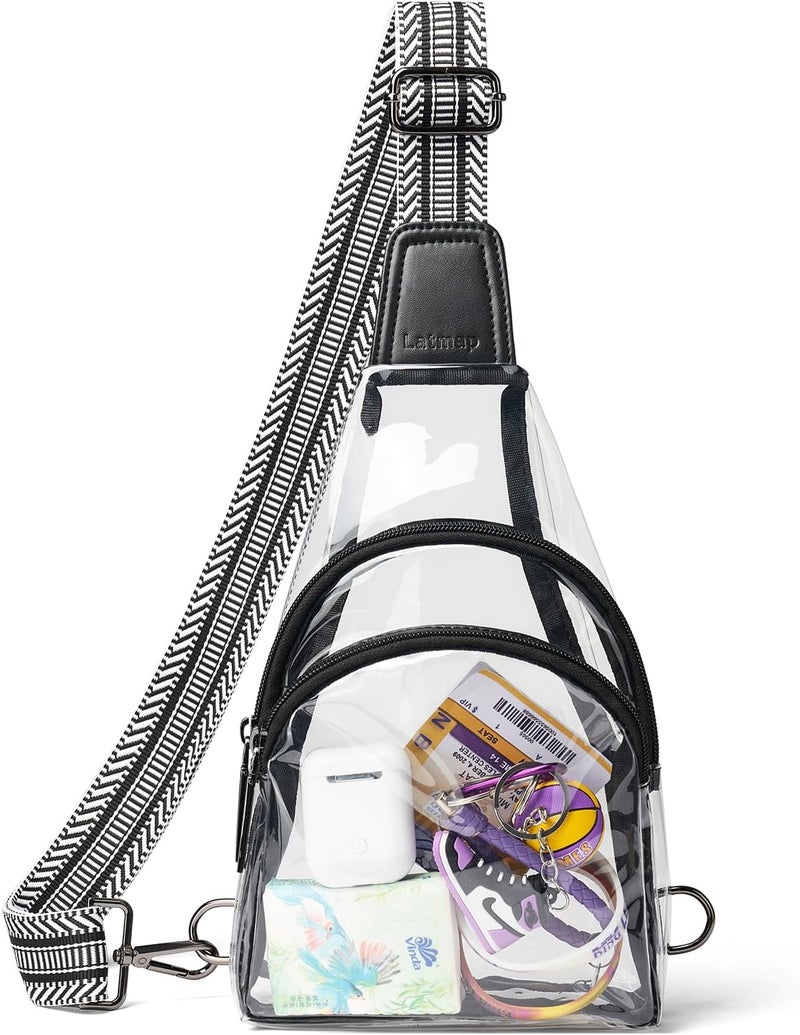 LATMAP Clear bags Stadium Approved Crossbody Sling Bag Fanny Pack Backpack Purses for Women Men Belt bag for stadium events - Image 1